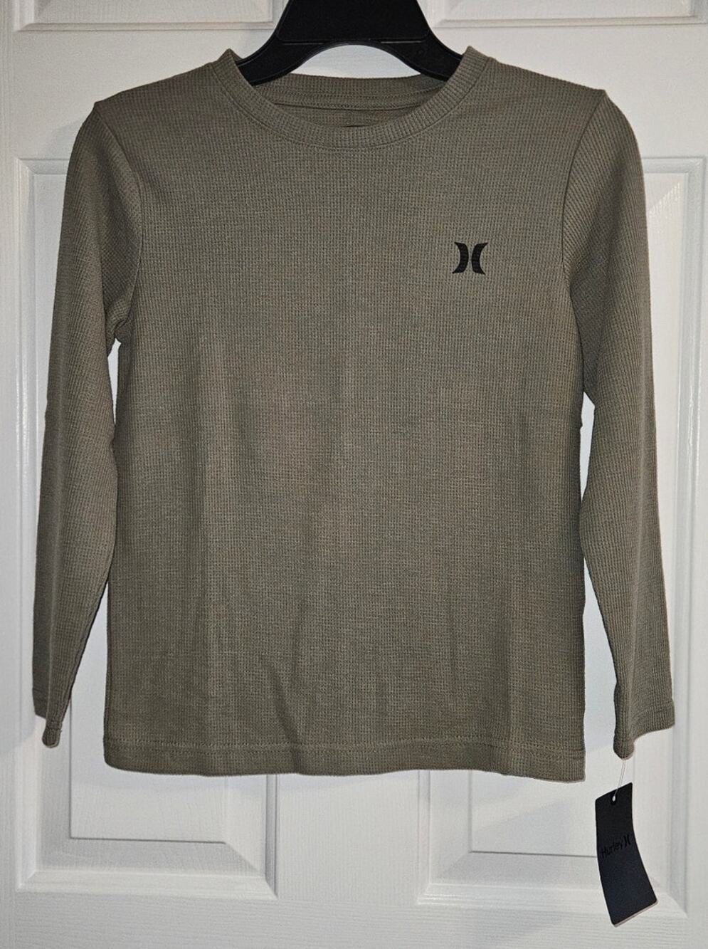 NWT Boys Hurley Long Sleeve Waffle T-Shirt Size Small Army Green